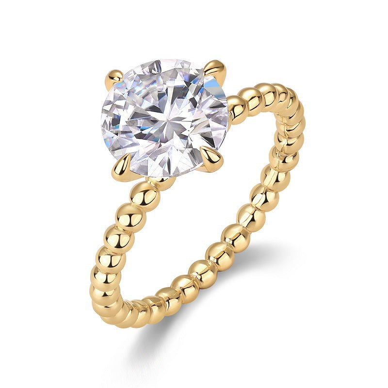 3 Carat Moissanite S925 Silver Plated 18K Gold Women's Ring