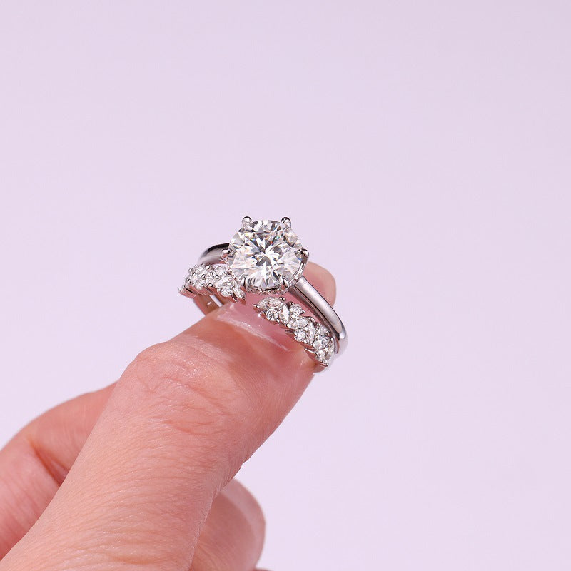 3.2 Carat Moissanite Diamond Ring Set for Women S925 Silver Plated 18K