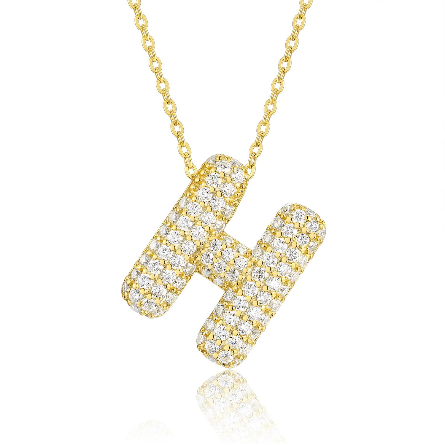 Moissanite 26 Alphabet Pendant Necklace for Men and Women 925 Sterling Silver Plated with 18K Gold