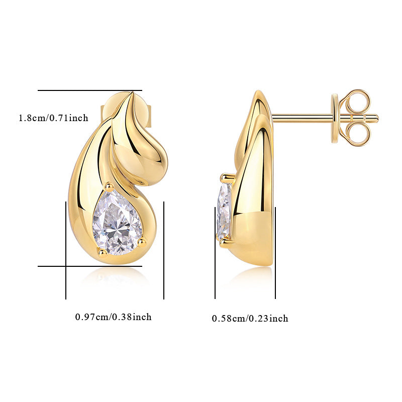 Gold Water Drop Shape Moissanite Earrings for Women