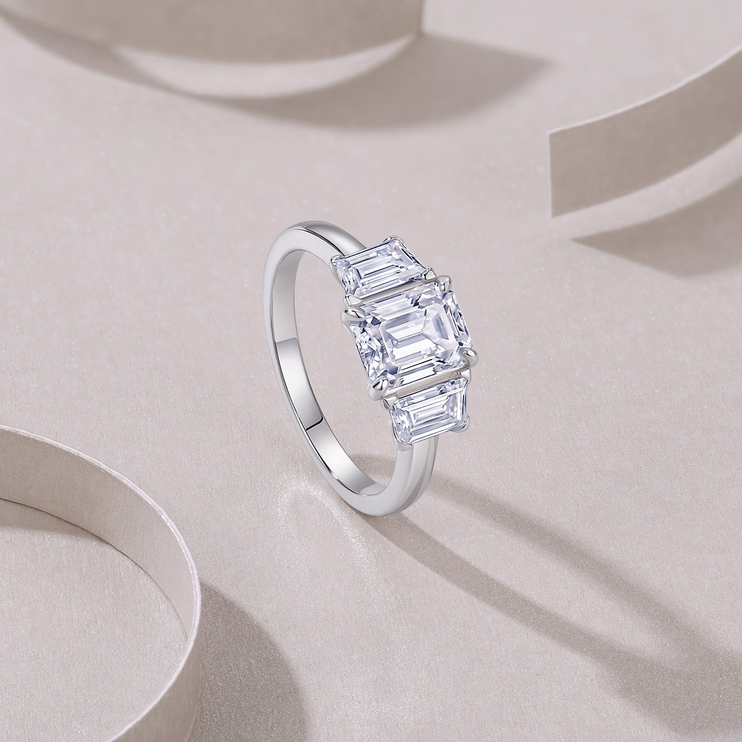 Emerald Cut 6*8mm Moissanite Men's and Women's Ring S925 Silver Plated with 18K White Gold