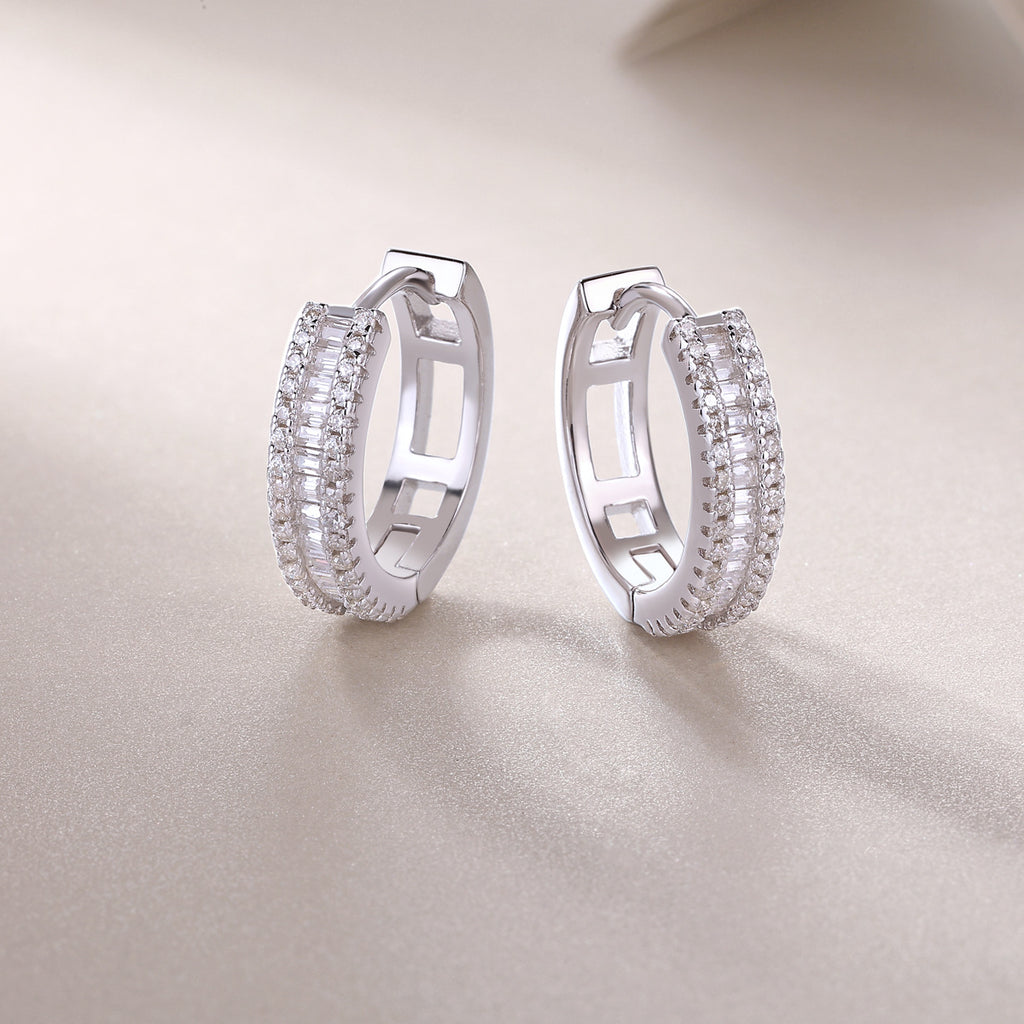 Moissanite Hoop Earrings for Women S925 18K Gold Plated