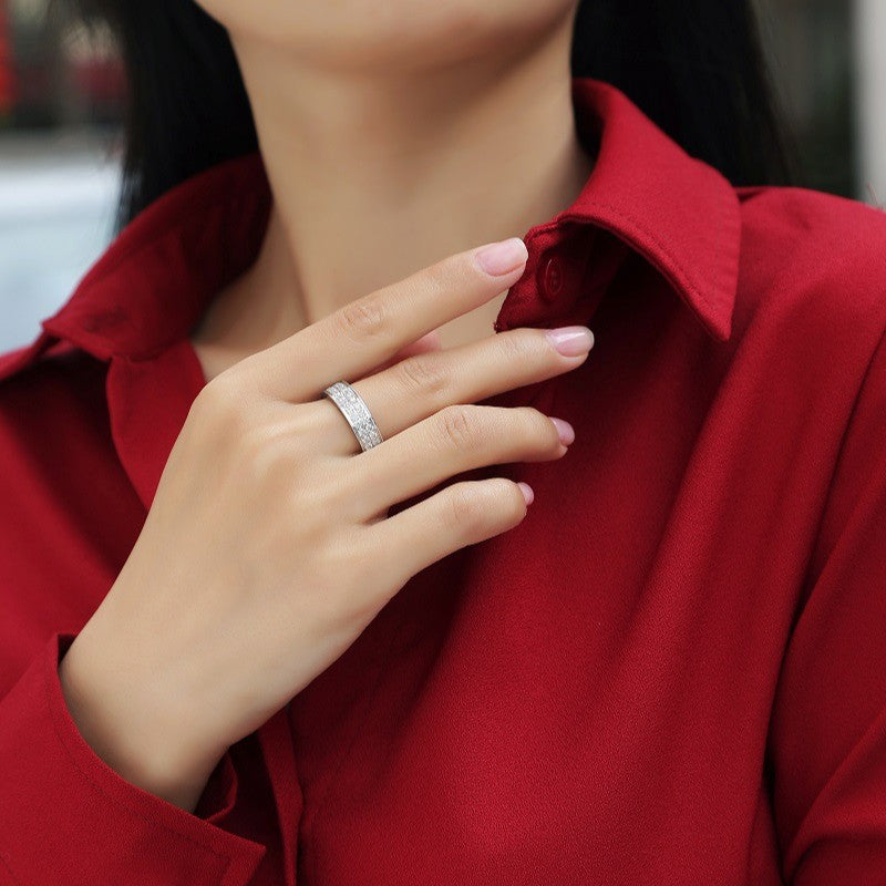 Couple's Double Row Moissanite Ring for Men and Women, S925 Plated with 18K White Gold