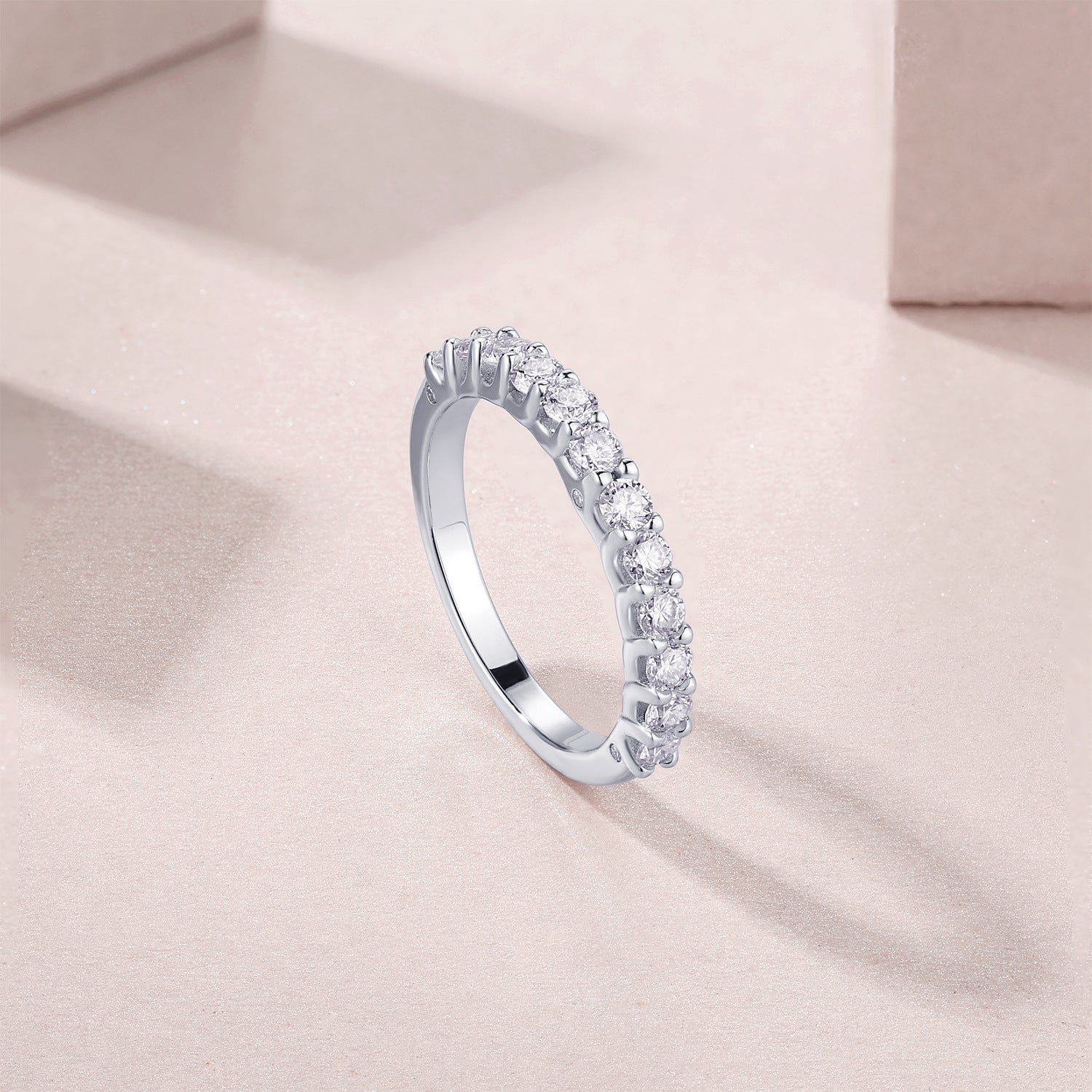 S925 Silver Inlaid Moissanite Ring Stacking Style
