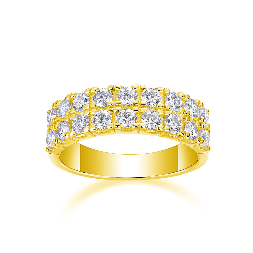 Double Row 1.8CT Moissanite Engagement Ring For Men and Women