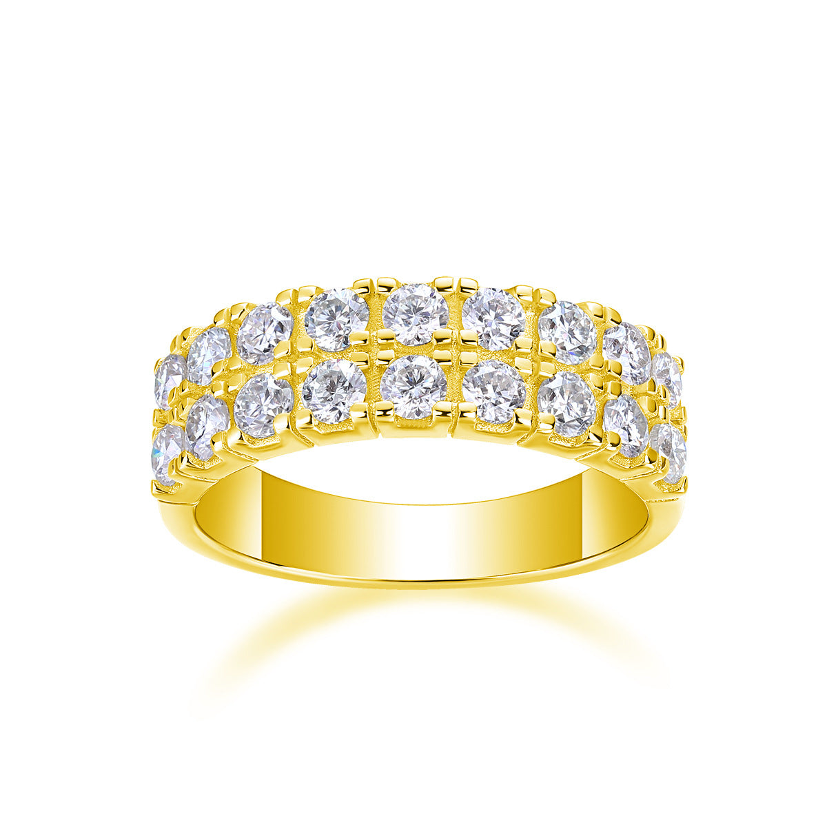 Double Row 1.8CT Moissanite Engagement Ring For Men and Women