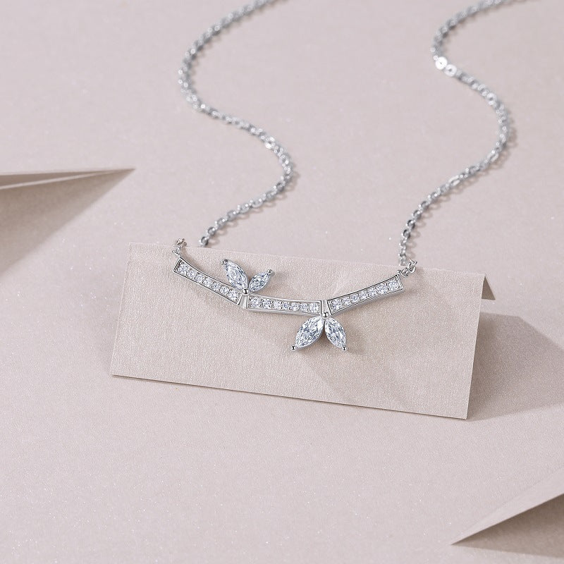 1.2 Carat Moissanite Butterfly Necklace S925 Silver Plated 18K White Gold