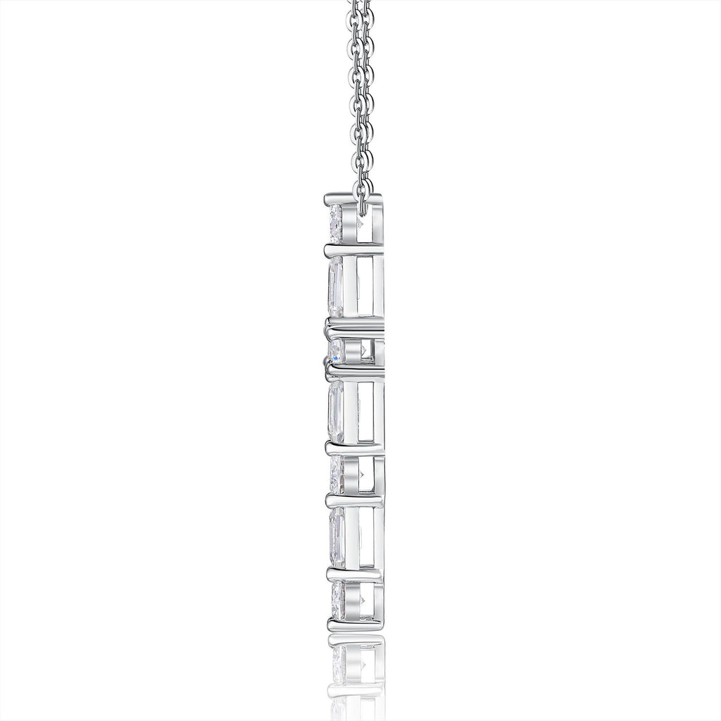 Moissanite Cross Pendant for Men and Women, Silver Plated with 18K White Gold (Necklace Not Included)