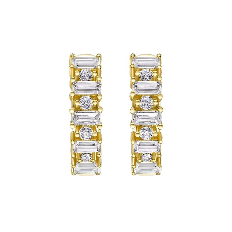 Women's Moissanite Gold Earrings S925 Sterling Silver Plated with 18K Gold