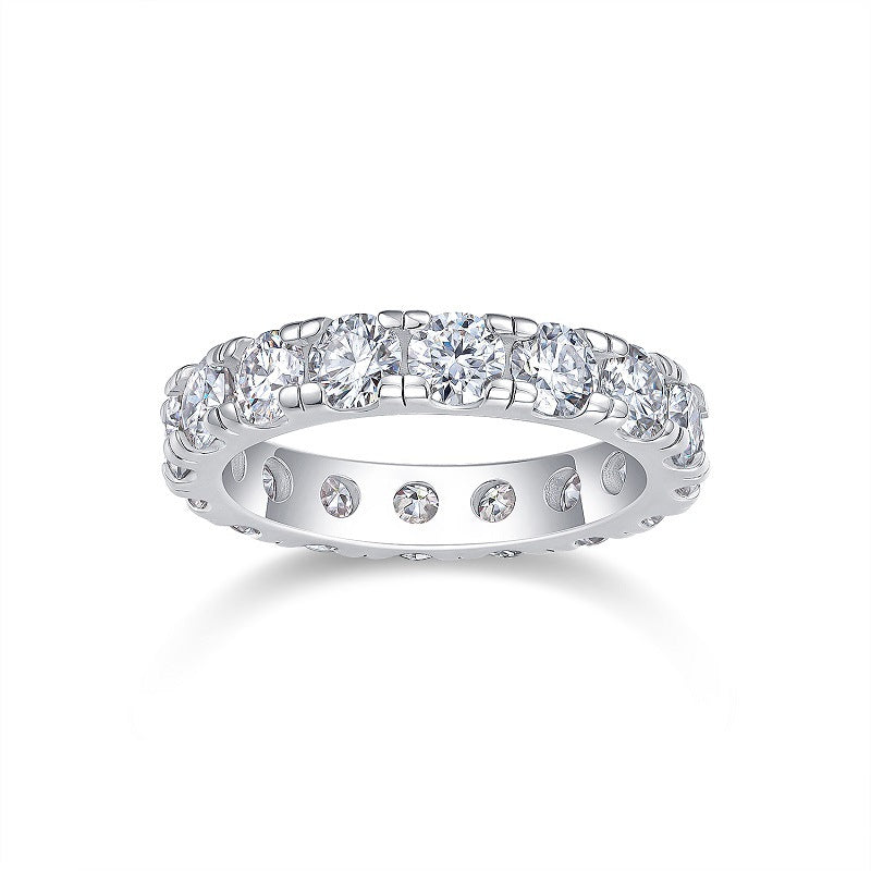 Single Row Moissanite Diamond Ring for Men and Women S925 Silver Plated with 18K White Gold