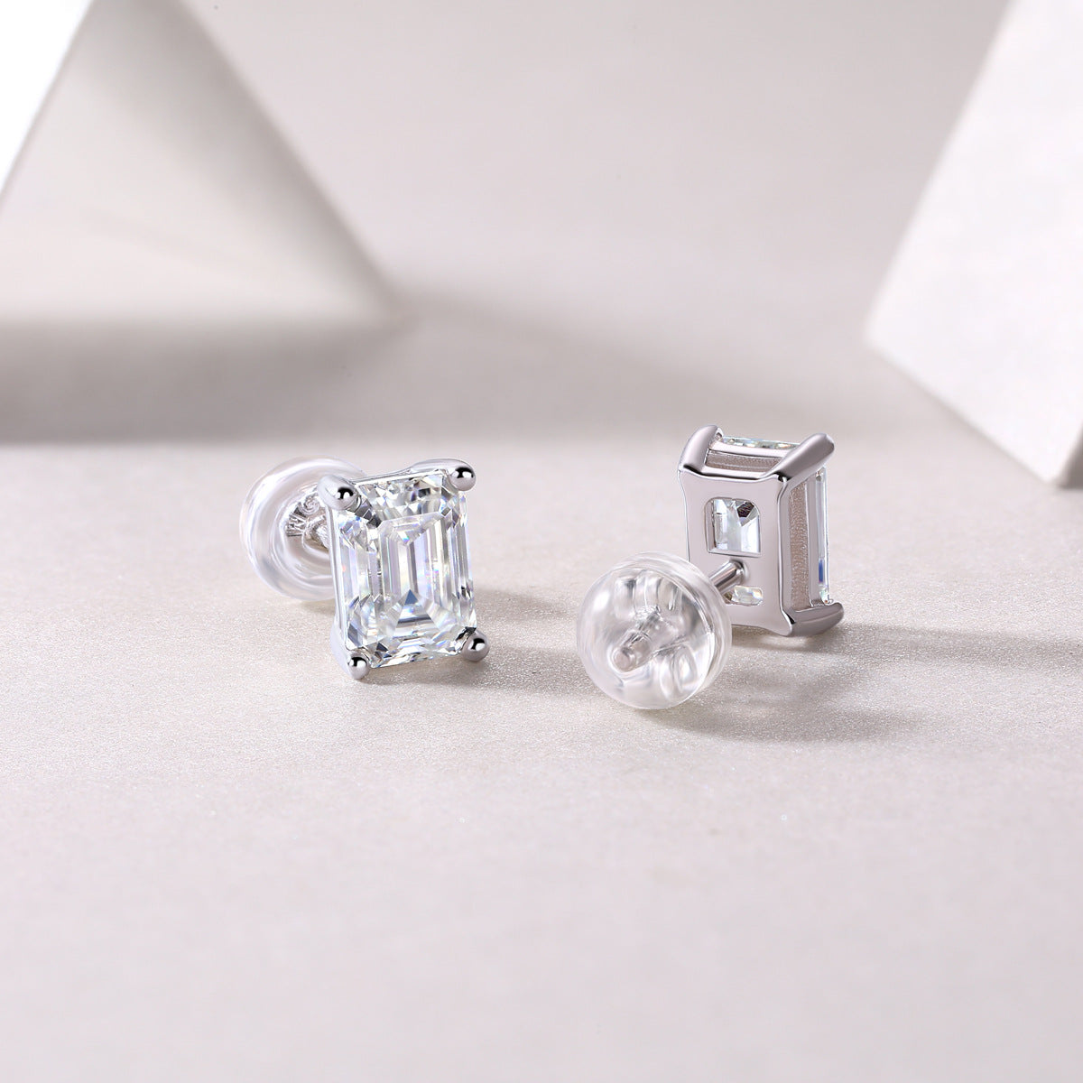 Square Cut Moissanite Diamond Stud Earrings for Women