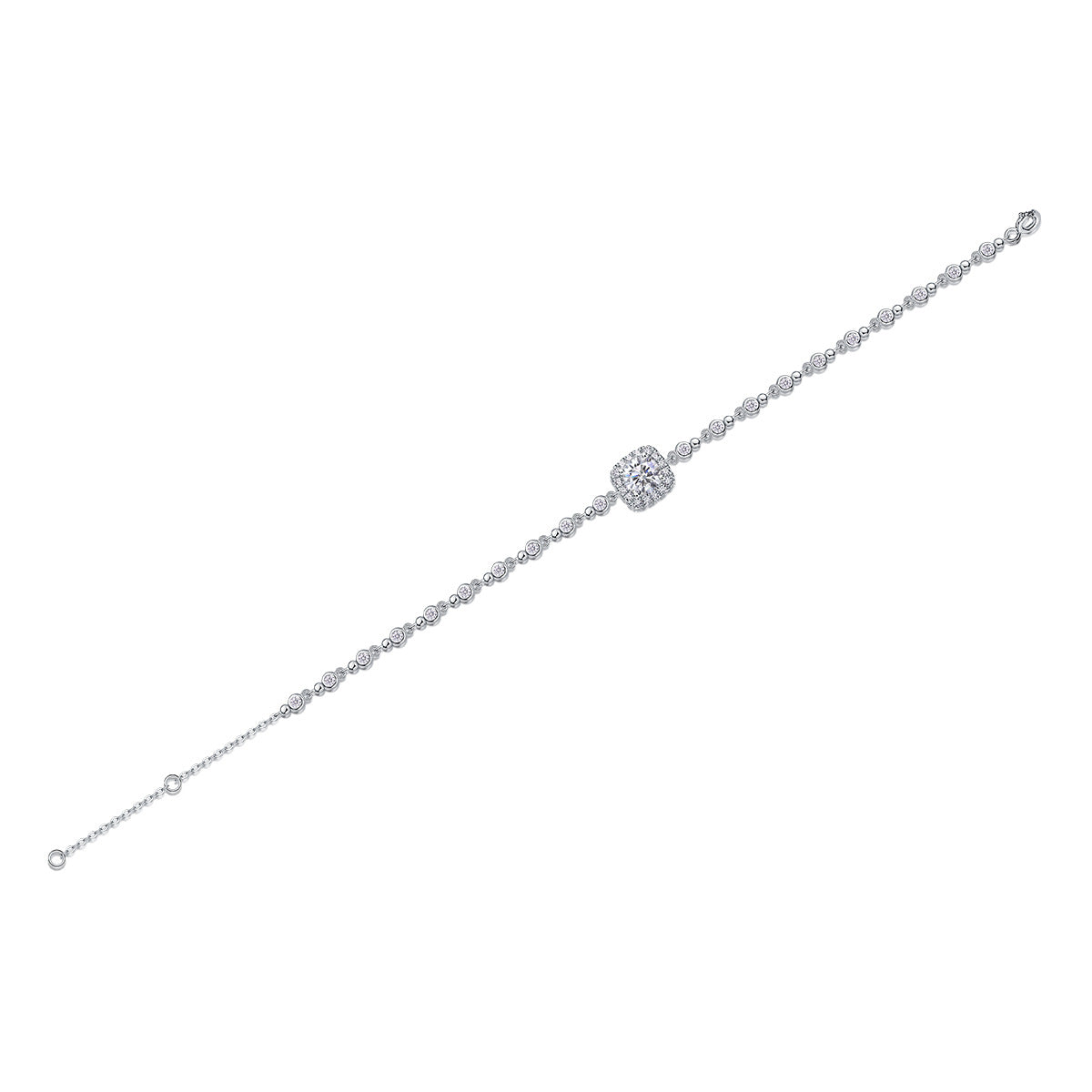 Female 1.94 Carat Moissanite Bracelet S925 Sterling Silver Plated 18K