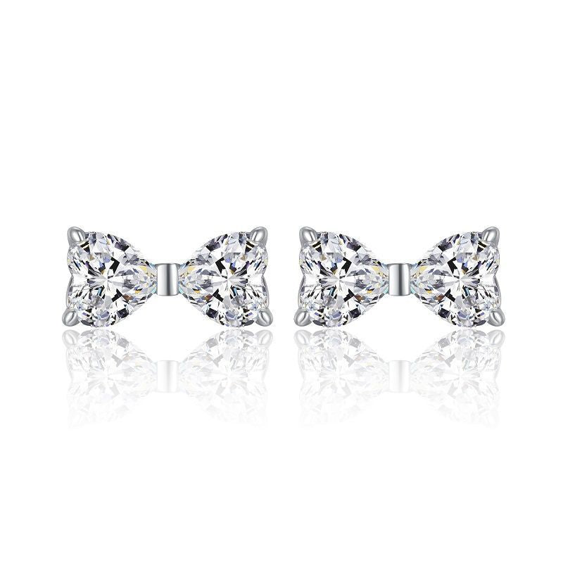 Butterfly Knot S925 Sterling Silver Inlaid Moissanite Diamond Stud Earrings For Women