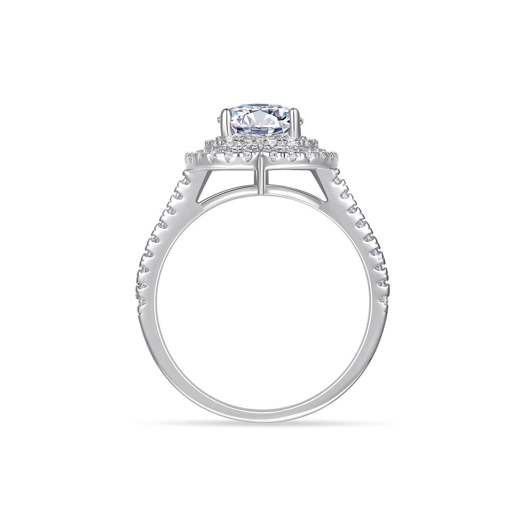 Heart-shaped Moissanite Diamond Ring Female S925 Silver Plated 18K White Gold