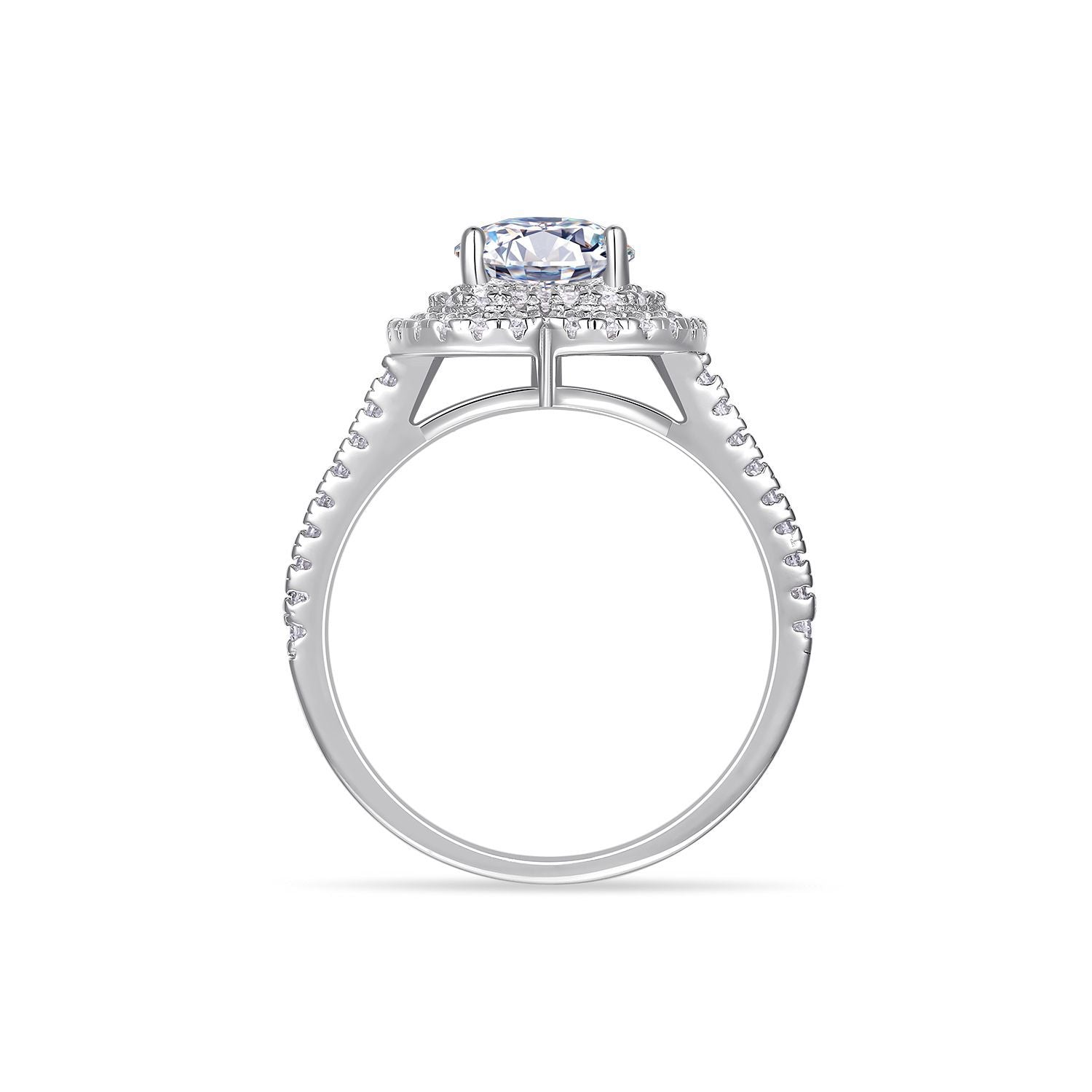 Heart-shaped Moissanite Diamond Ring Female S925 Silver Plated 18K White Gold