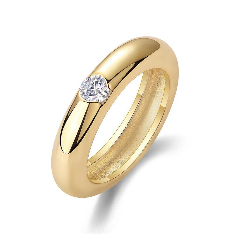 0.5CT Moissanite Couple Rings S925 Sterling Silver Plated with 18K Gold Rings