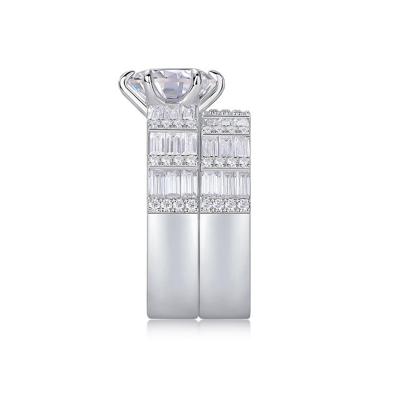 3 Carat Moissanite Stacking Double Layer Ring