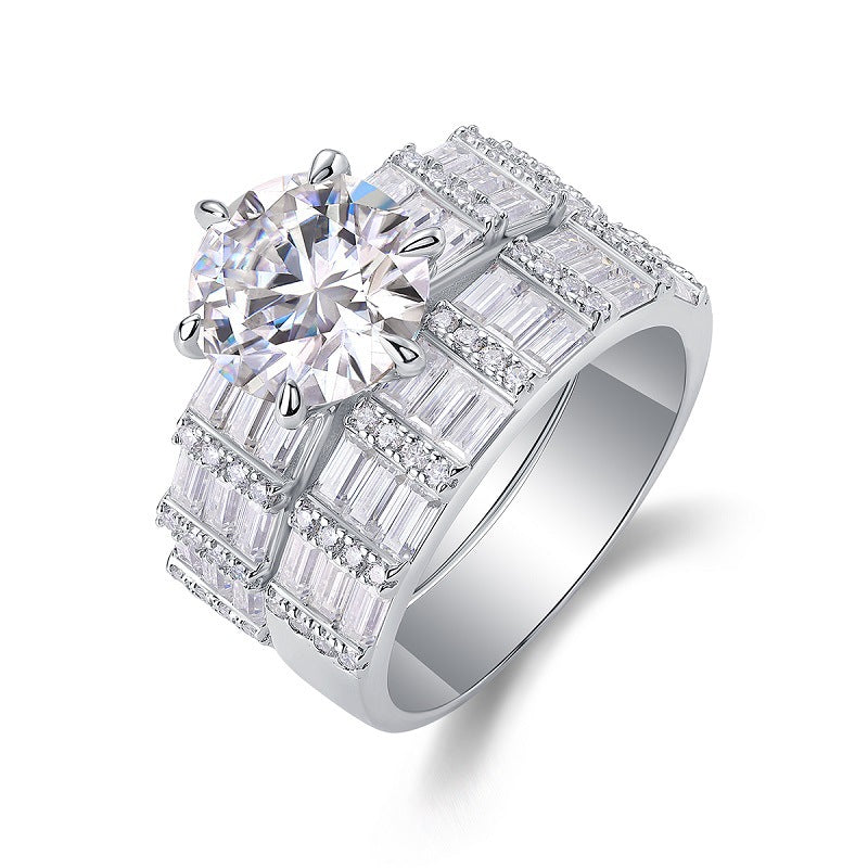 3 Carat Moissanite Stacking Double Layer Ring