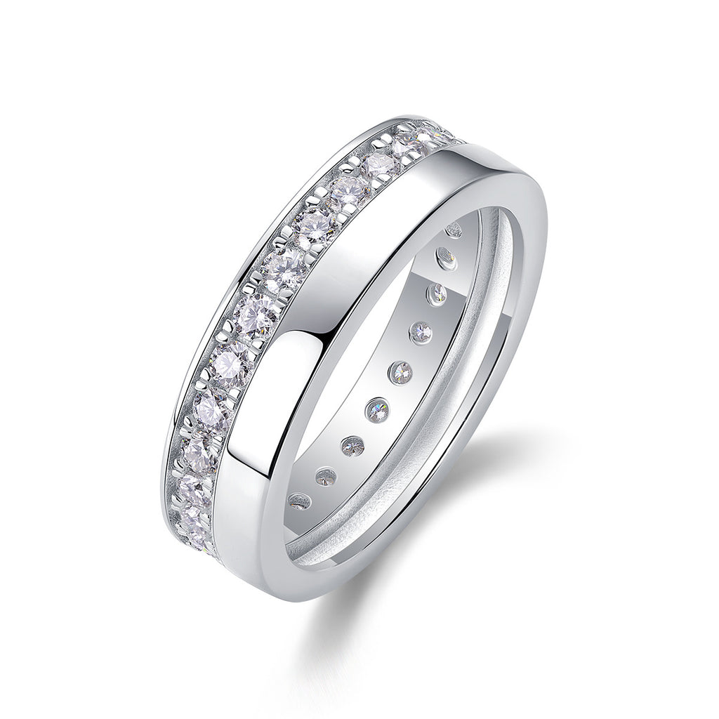 Moissanite Diamond Ring for Men and Women S925 Silver Plated with 18K White Gold