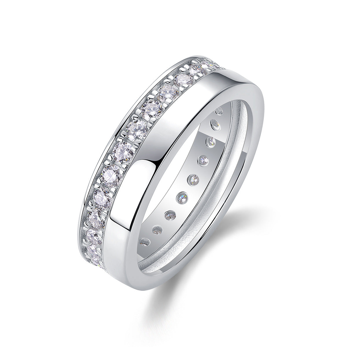 Moissanite Diamond Ring for Men and Women S925 Silver Plated with 18K White Gold