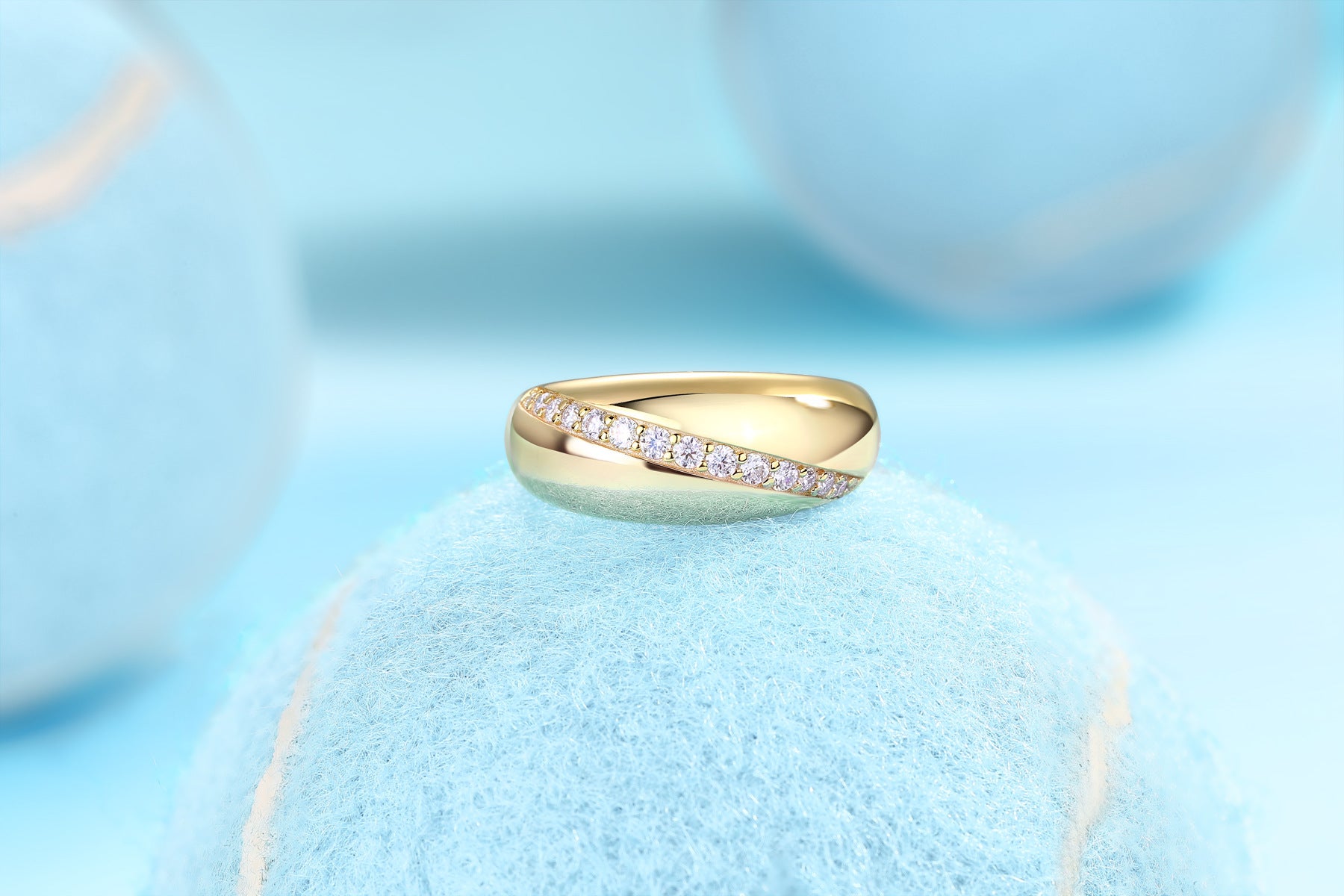 Vintage Gold Moissanite Electroplated 18K Gold Ring for Women