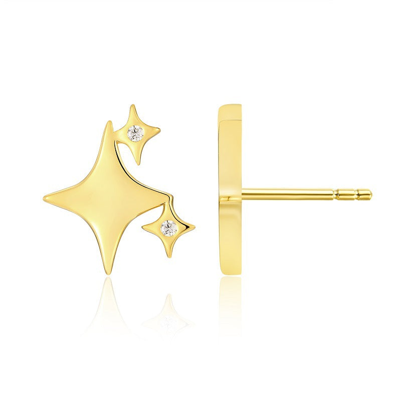 Moissanite Cross Star 925 Gold Plated Earrings for Women