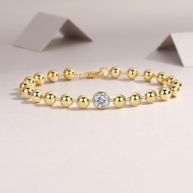 Xueye Wonderland S925 Silver Plated 18K Gold Inlaid 1 Carat Moissanite Bracelet