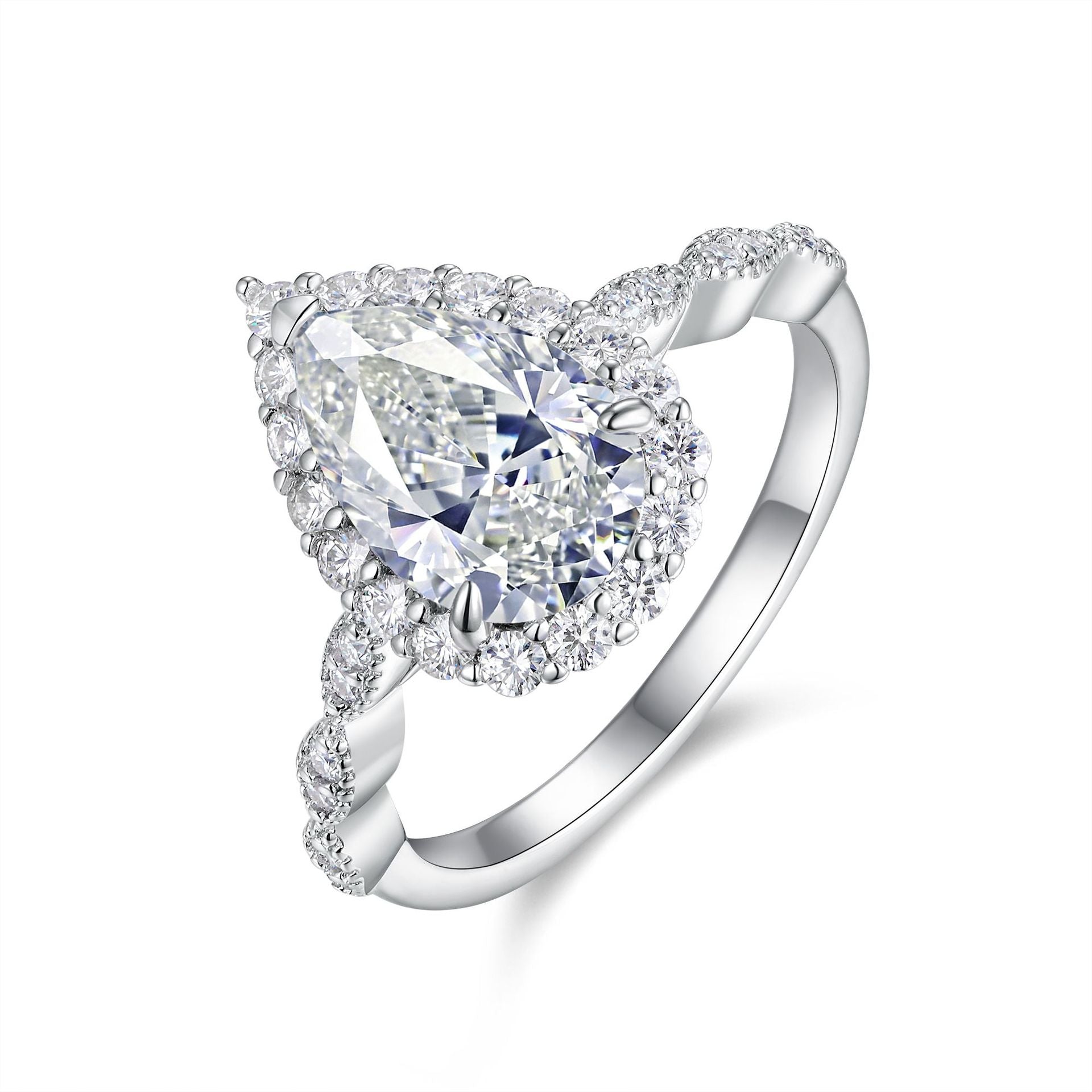7 Carats Drop Shape Moissanite Diamond Luxury Engagement Ring