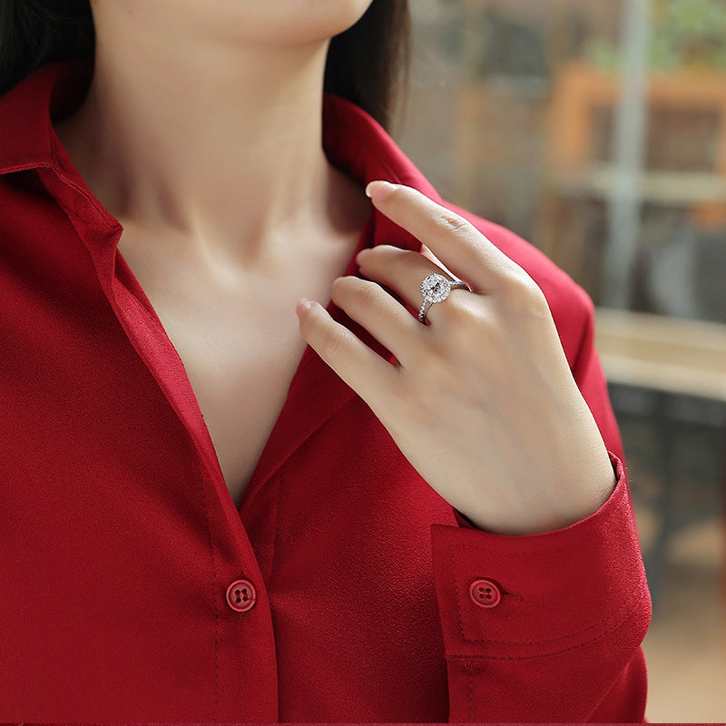 Egg-shaped 7*9 Moissanite Diamond Ring for Women