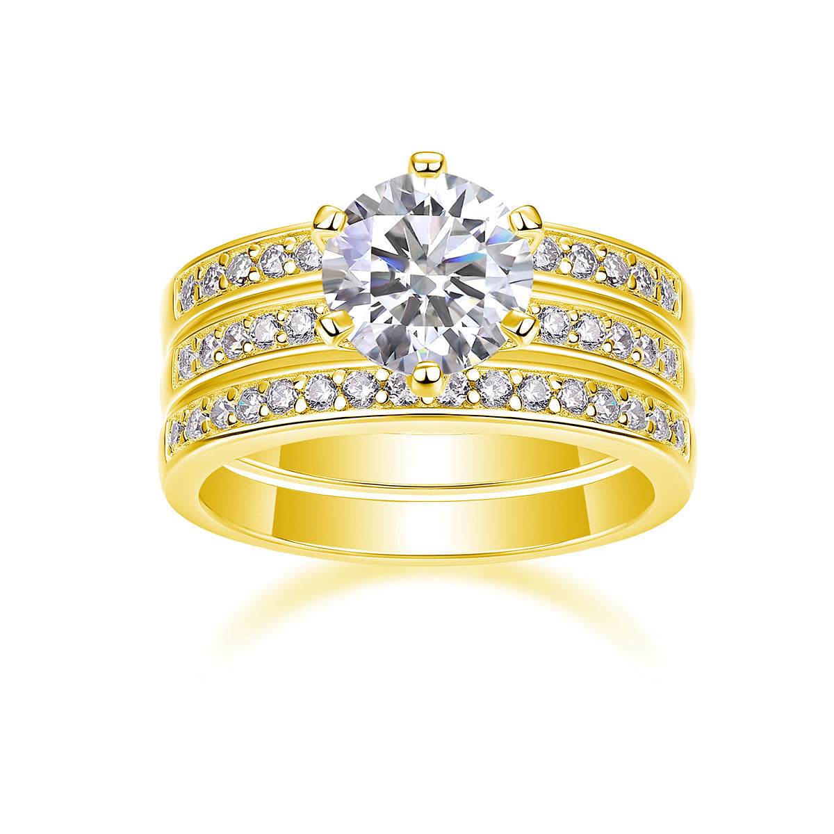 2 Carat Moissanite Three-Piece Stackable Artistic Multiple Matching Rings