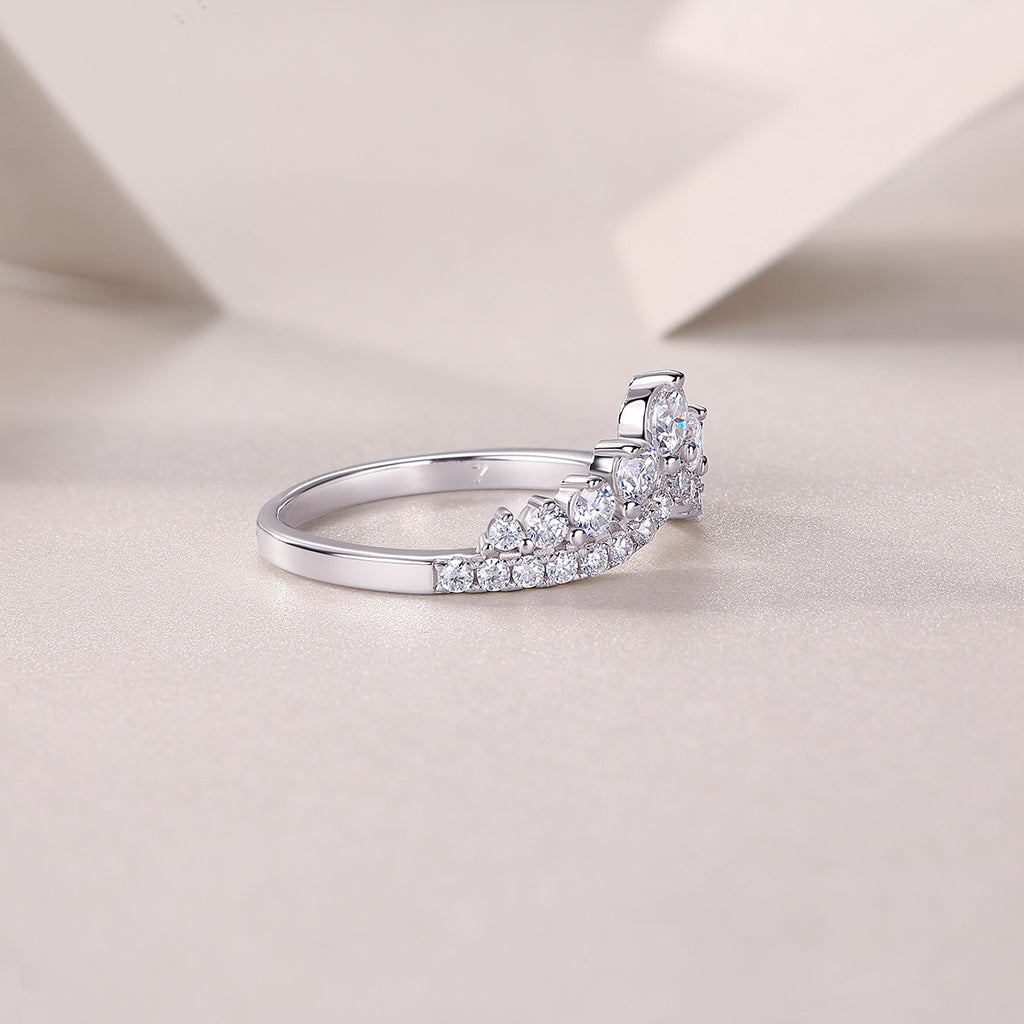 Victory V-Shaped Design Moissanite Engagement Ring For Women