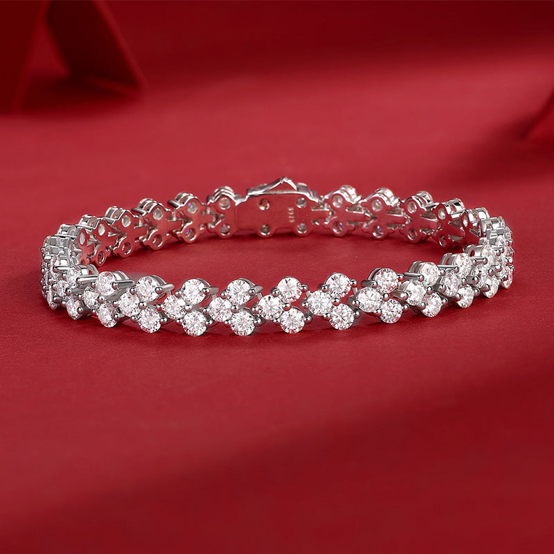 9 Carat Moissanite Luxury Bracelet S925 Silver Plated 18K Gold Women's Style