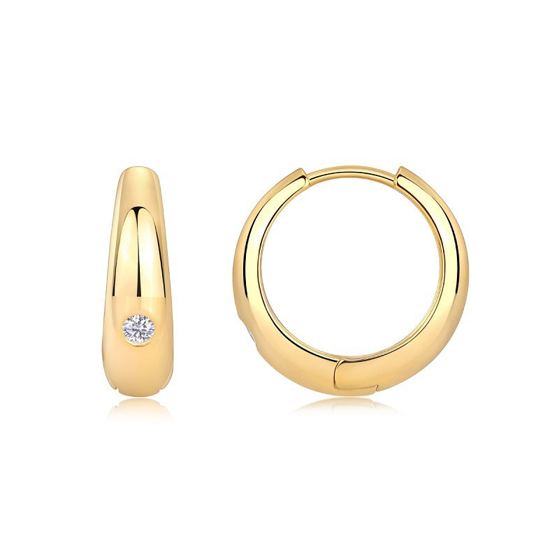 Moissanite Round Earrings S925 Sterling Silver Plated 18K Gold Earrings