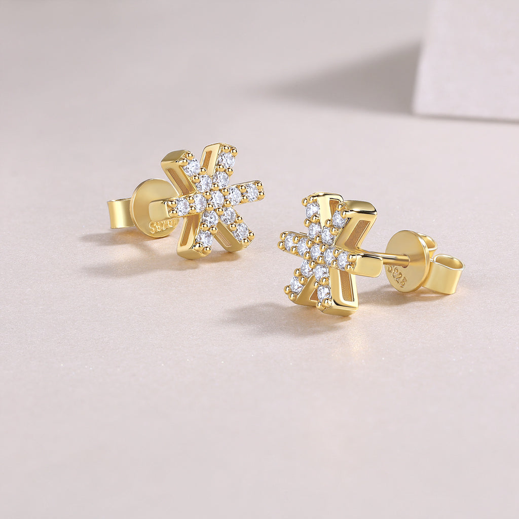 Christmas Snowflake Moissanite Diamond Stud Earrings