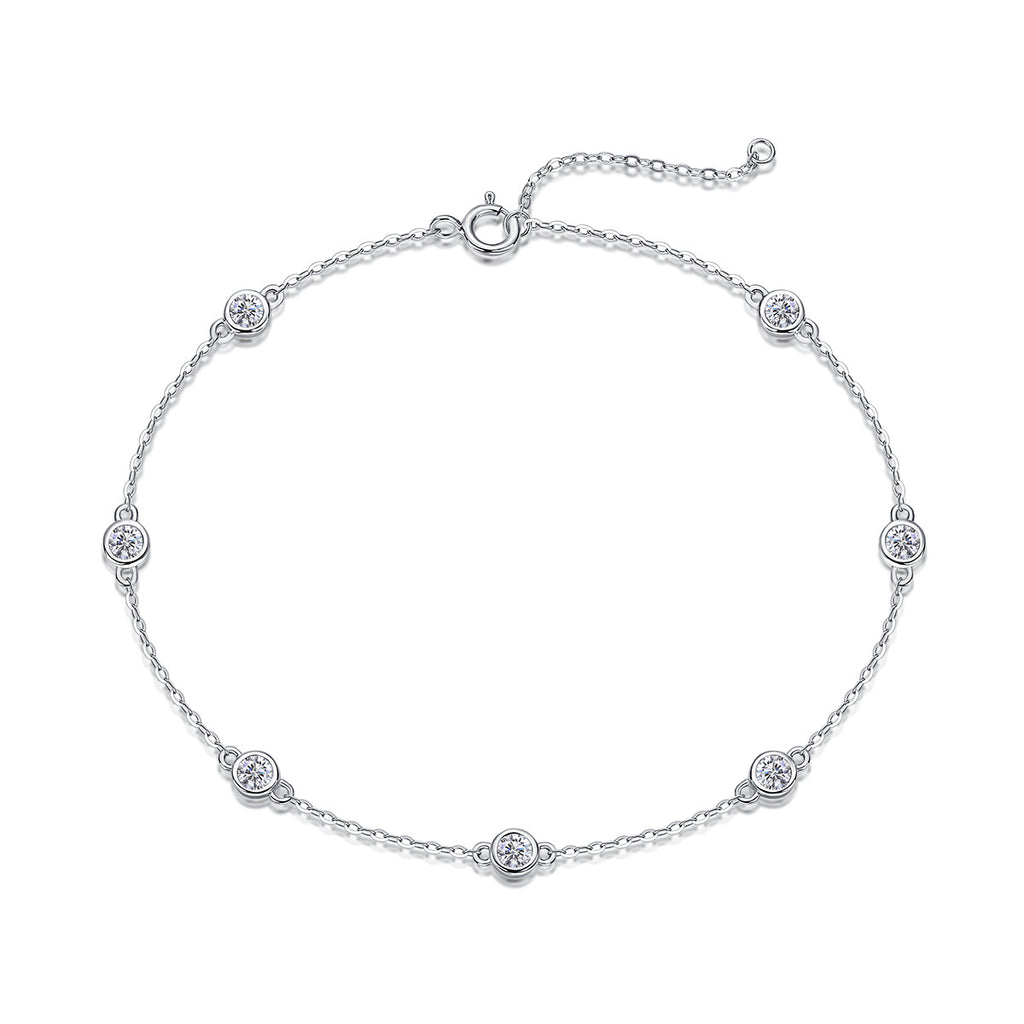 Moissanite Bubble Bracelet for Women S925 Silver Plated with 18K White Gold