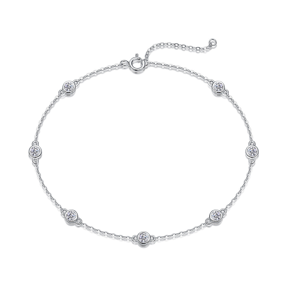 Moissanite Bubble Bracelet for Women S925 Silver Plated with 18K White Gold