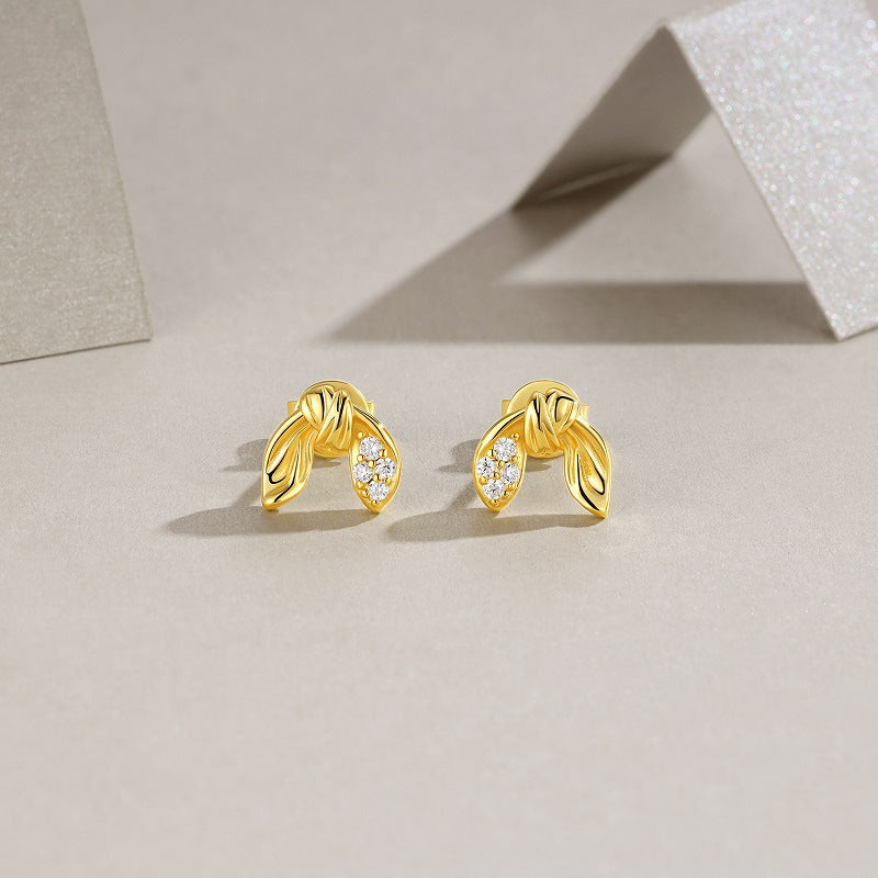 Moissanite Diamond Stud Earrings for Women S925 Silver Plated with 18K Gold
