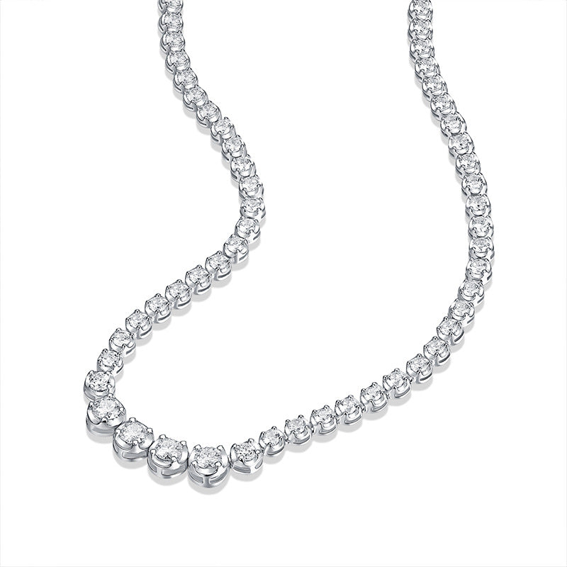 Moissanite S925 Sterling Silver Gold Plated 18K Full Diamond Necklace