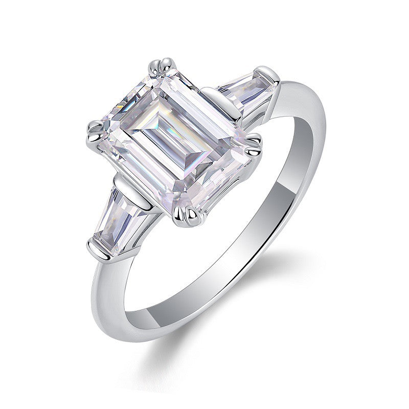 Moissanite Emerald Square Cut Ring for Women