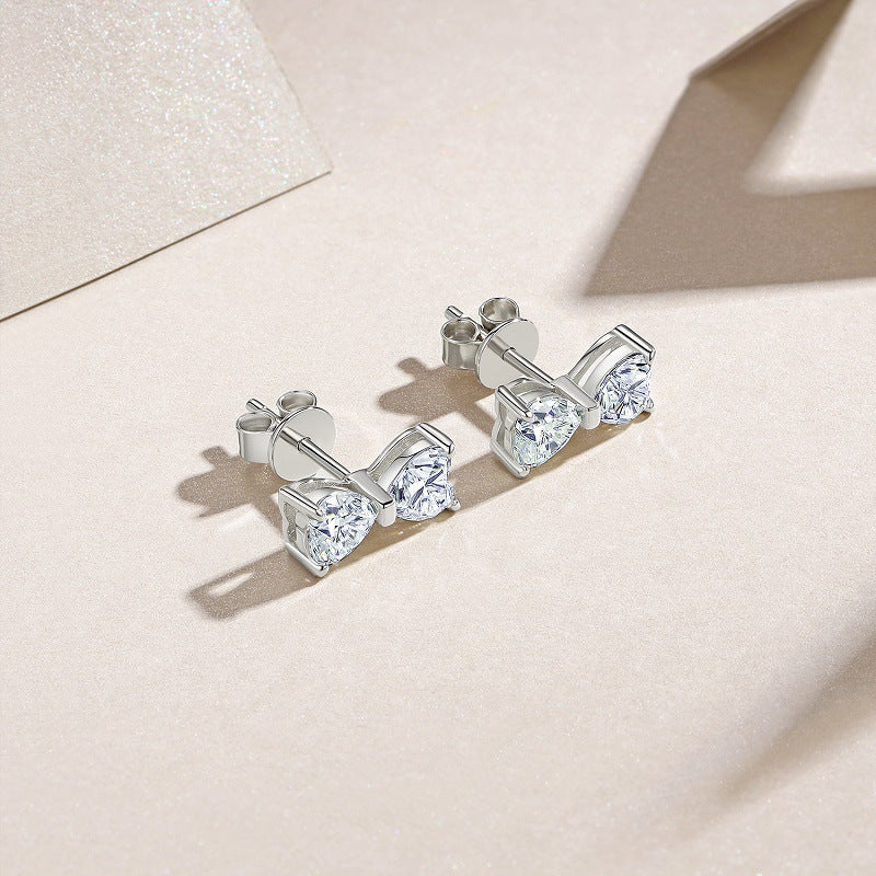 Butterfly Knot S925 Sterling Silver Inlaid Moissanite Diamond Stud Earrings For Women