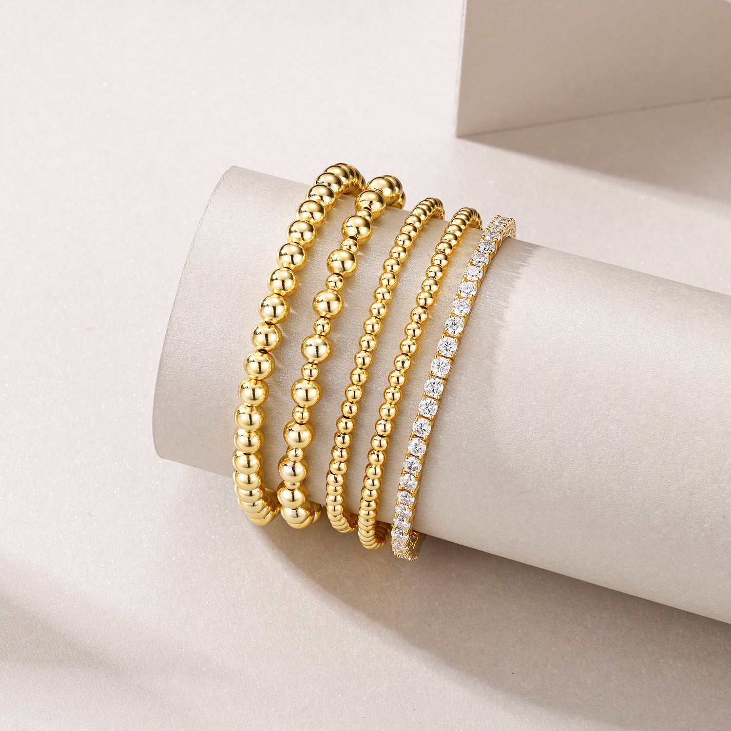 Moissanite 5-Piece Set S925 Sterling Silver Plated 18K Gold Stacked Tennis Bracelet