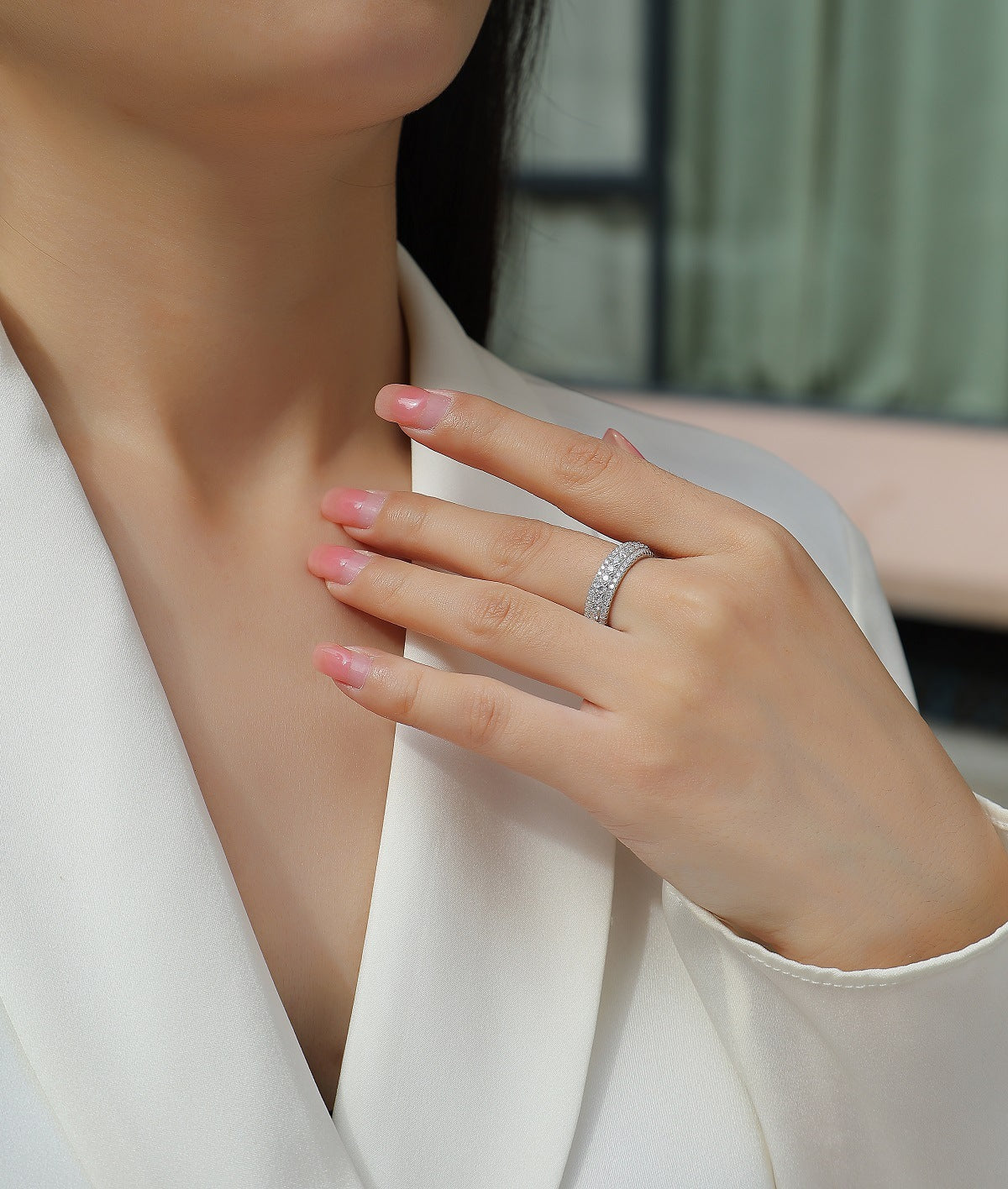 Colorful Cultivated Gemstone Moissanite Ring for Women