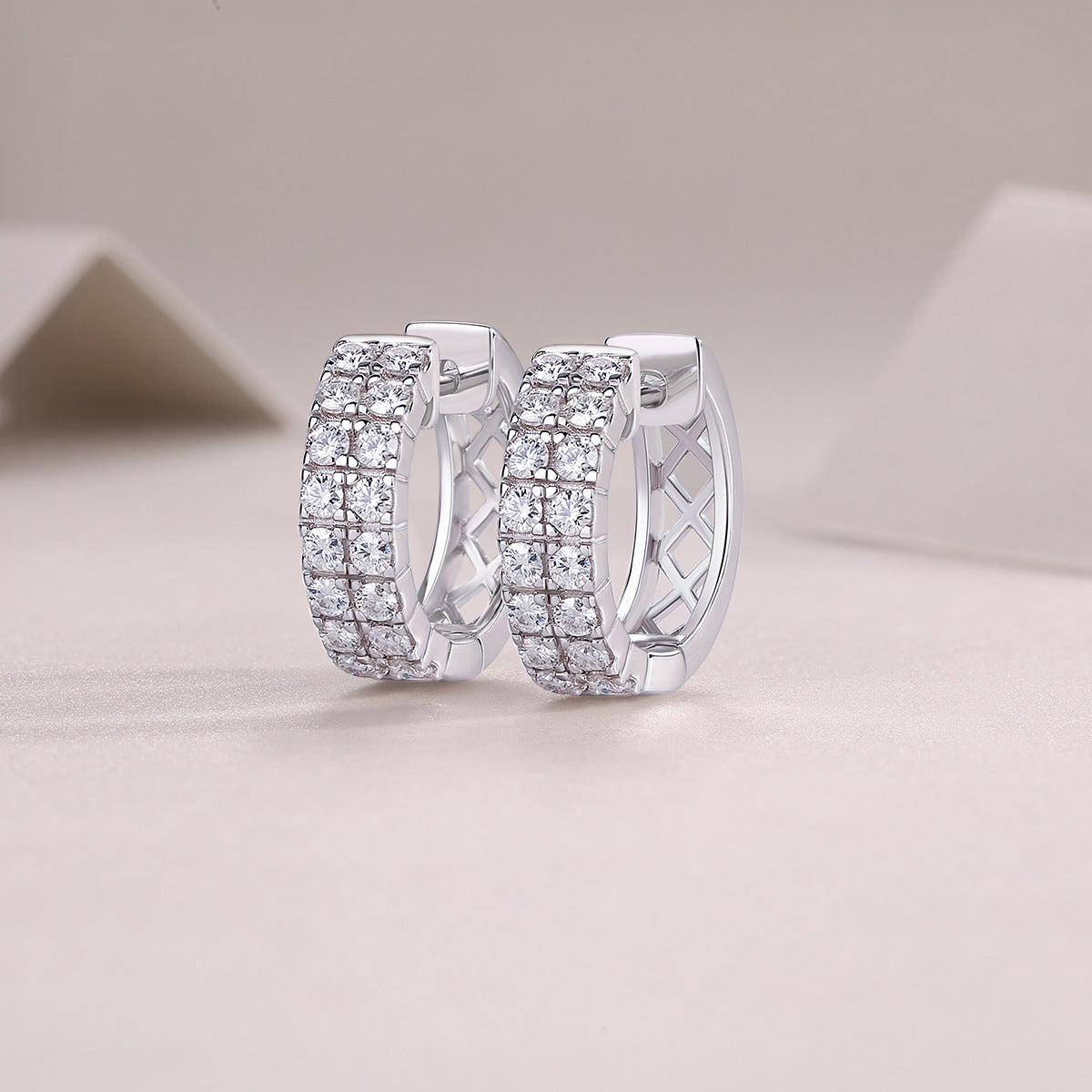 Moissanite Stud Earrings for Women S925 Plated with 18K White Gold