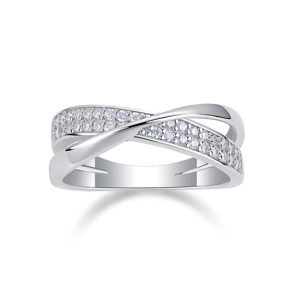 Cross Surround Moissanite Diamond Ring Female S925 Silver Plated 18K White Gold