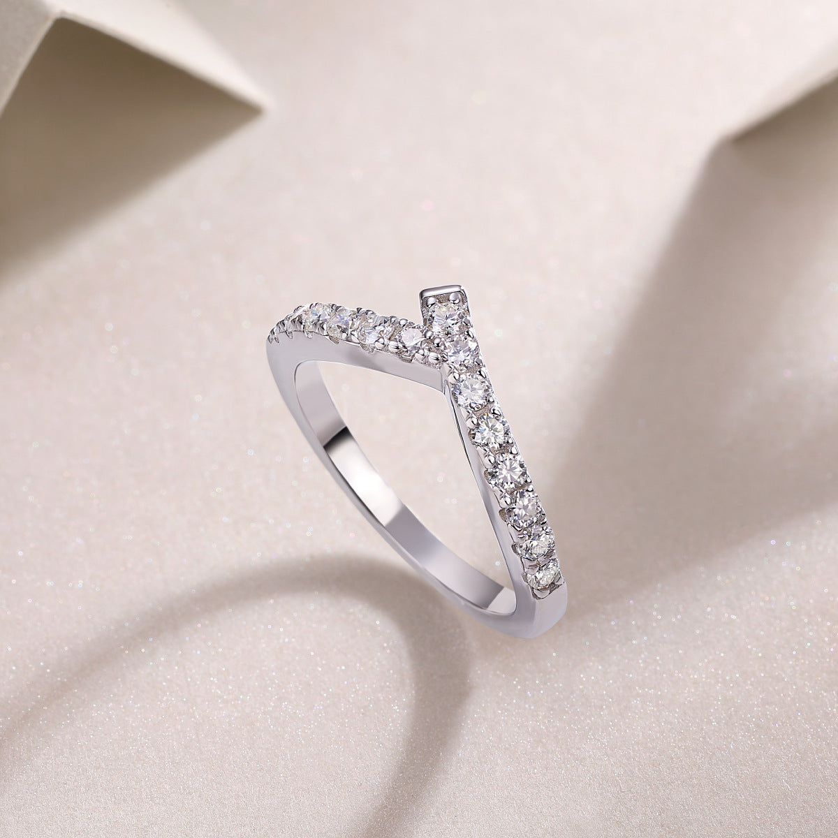 V-shaped Moissanite Ring for Women