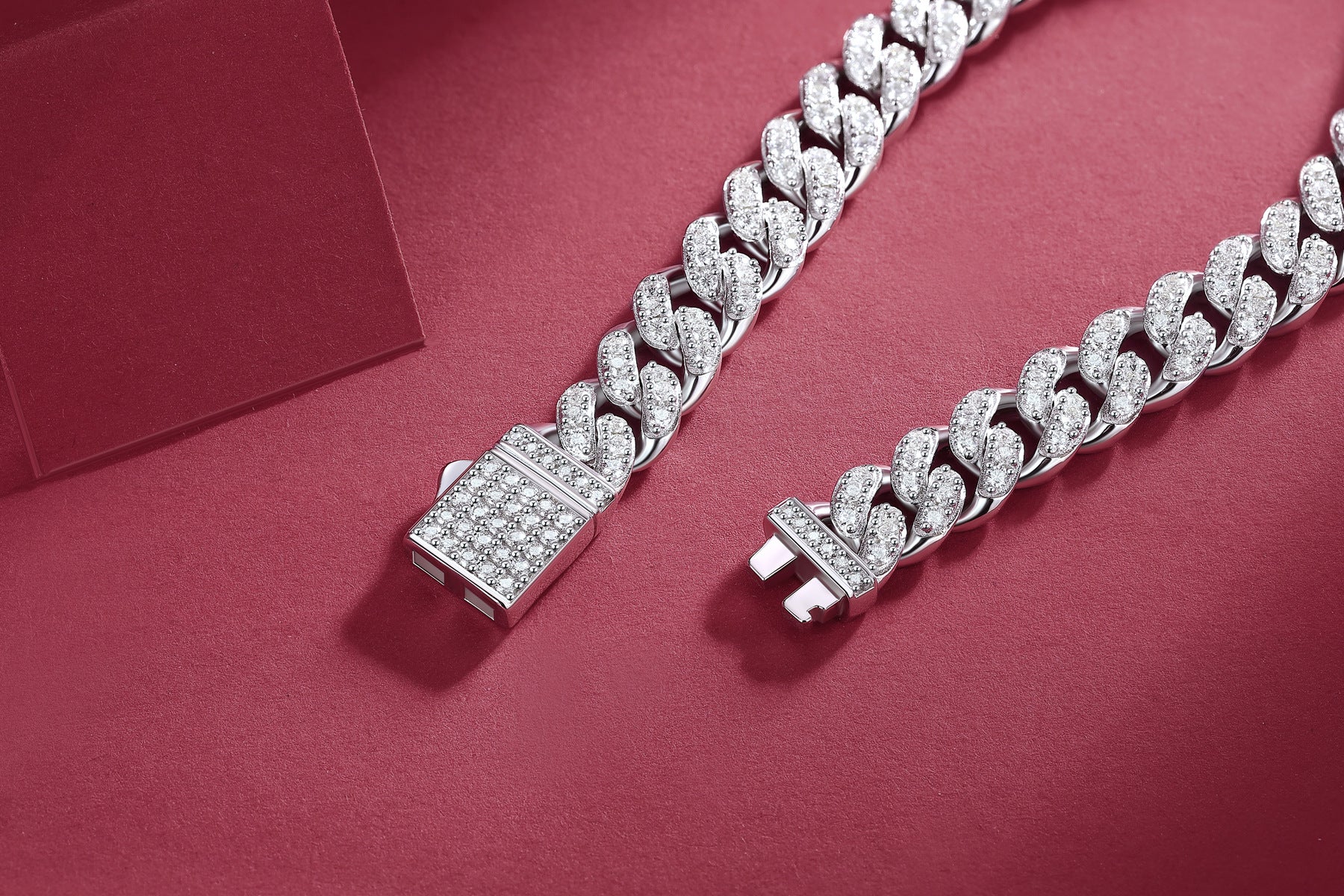 Men's and Women's Moissanite Cuban Bracelet S925 Silver Plated with 18K Gold