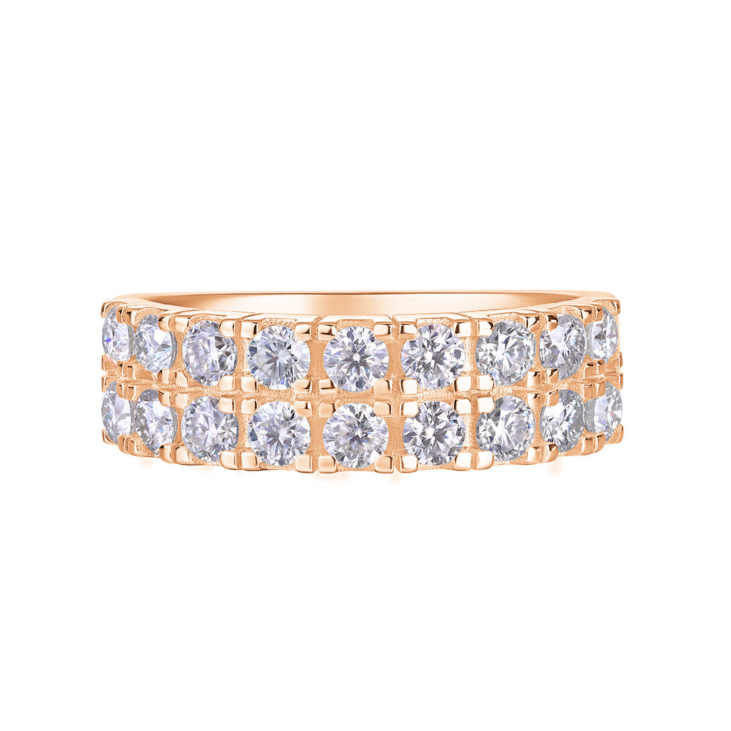 Double Row 1.8CT Moissanite Engagement Ring For Men and Women