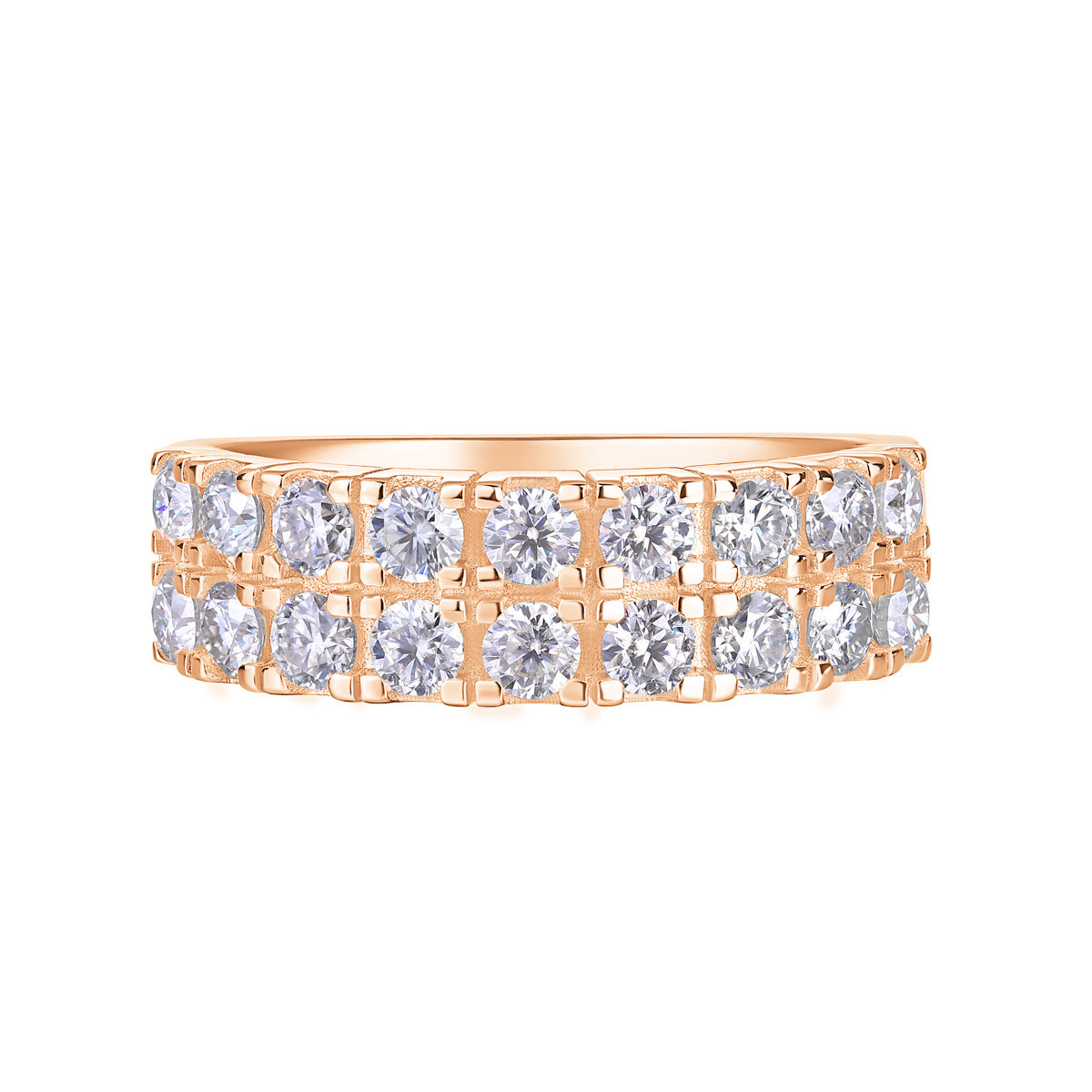 Double Row 1.8CT Moissanite Engagement Ring For Men and Women