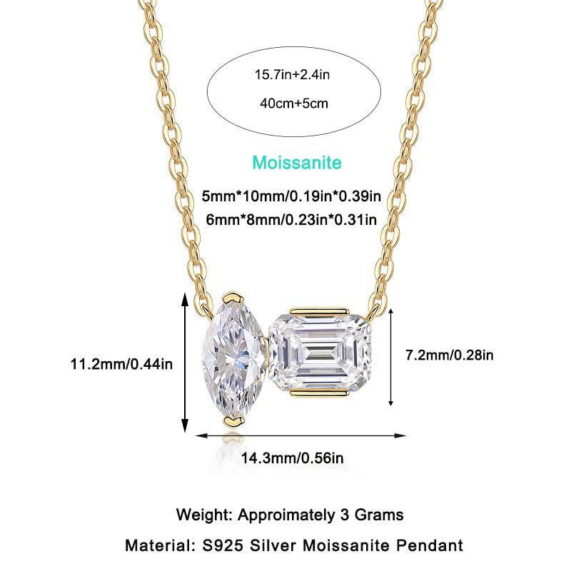 Double Diamond Phantom Moissanite Necklace For Women