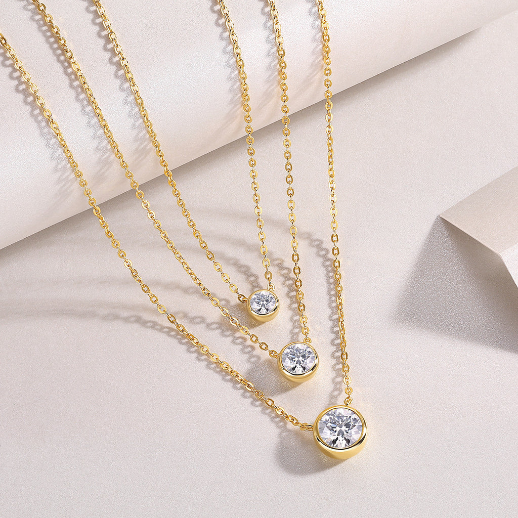3.5CT Moissanite Three-Layer Stacked Necklace S925 Silver Plated with 18K Gold
